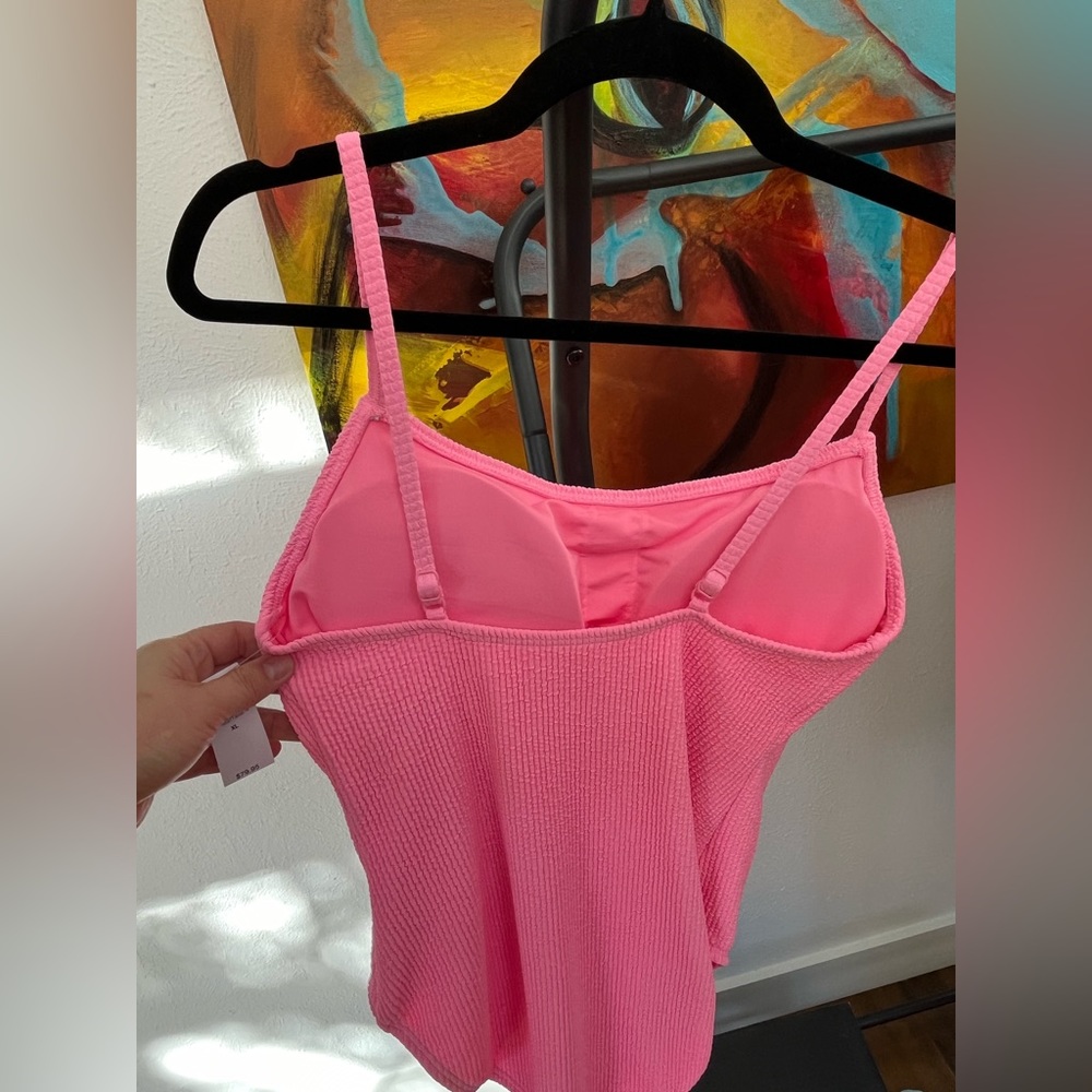 Pink Ruched One Piece Swimsuit - Picture 4 of 6